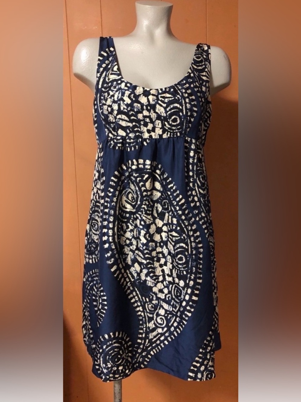 MICHAEL Michael Kors 100% Silk Batik Print Empire Waist Dress 8P Petite